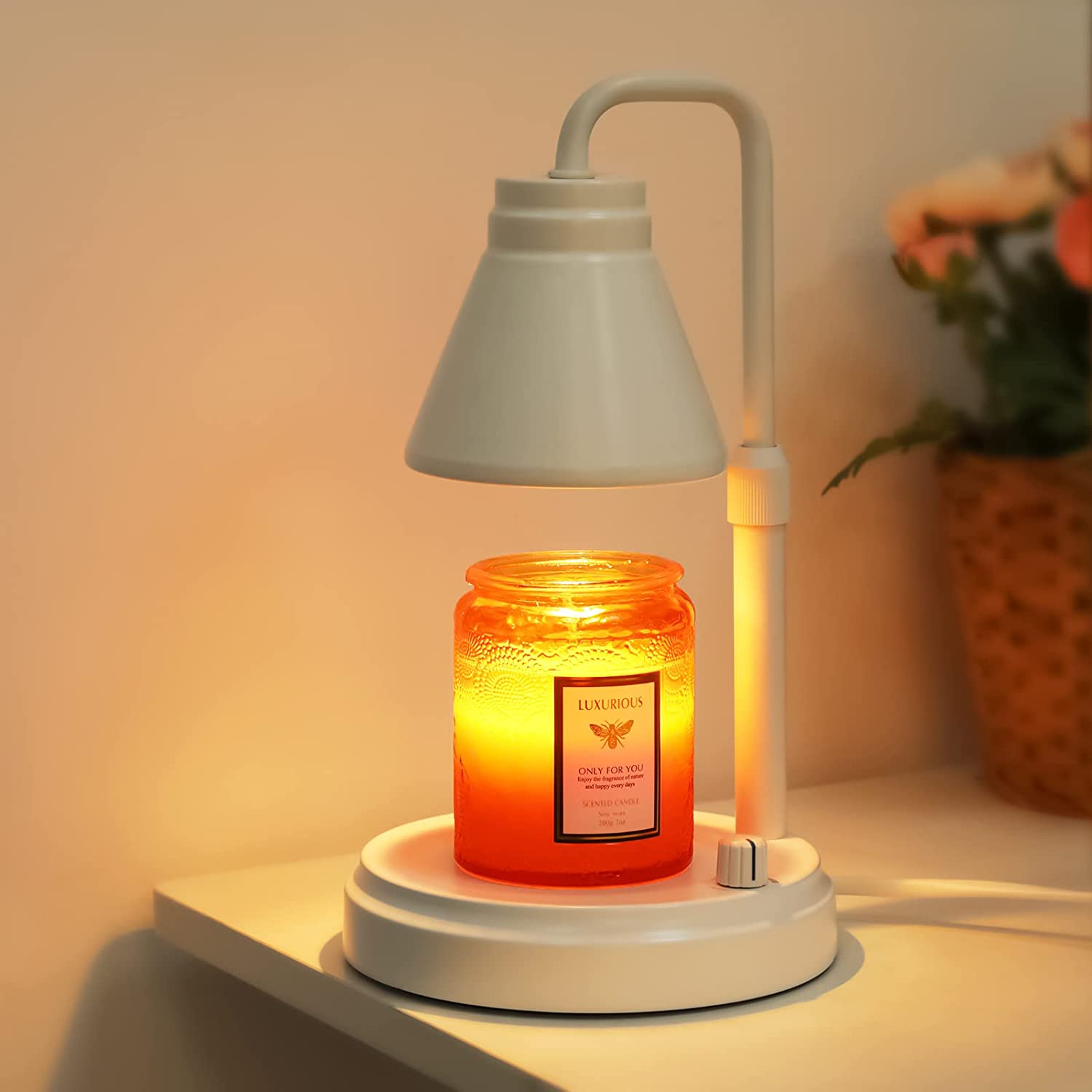 Candle Warmer Lamp, Adjustable Height and Brightness Candle Warmer Lantern,  Top Warming Candle Lamp for Scented