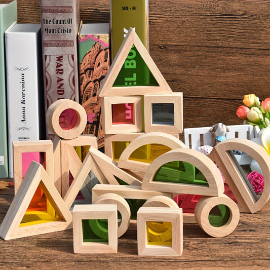 24  PCS Geometry Wooden Blocks  Set