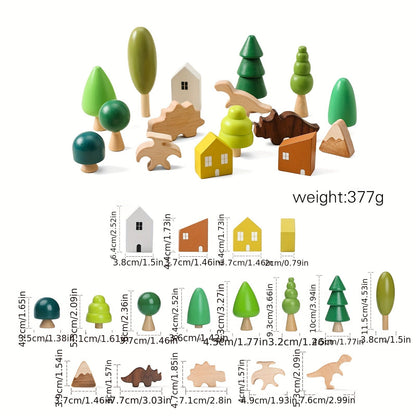 16 PCS Tree and Dinosaurs Scene Building Toys