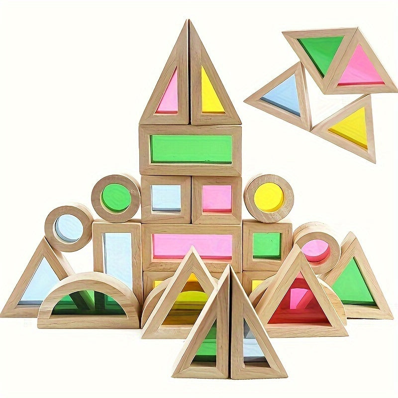 24  PCS Geometry Wooden Blocks  Set