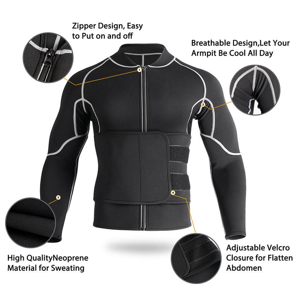 Hot Sauna Jacket with Adjust Belt