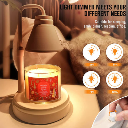 Candle Warmer Lamp, Adjustable Height and Brightness Candle Warmer Lantern with Timer