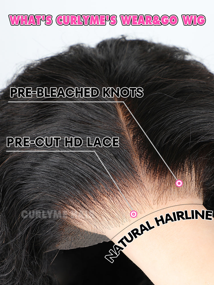 Pre-bleached Water Wave Wear Go Glueless Pre-cut HD Lace Wig Pre-plucked
