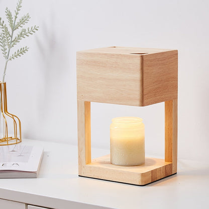 Semi-open Wood Candle Warmer Lamp