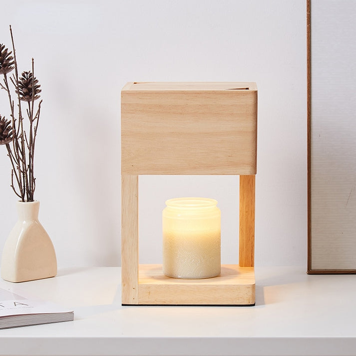 Semi-open Wood Candle Warmer Lamp