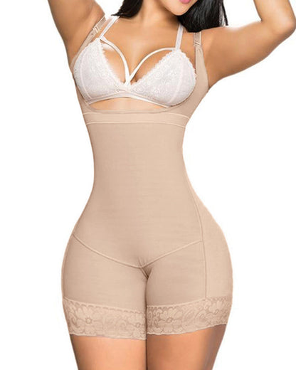 Sleeveless Cloth-blocked Crotch Women Body Shaper