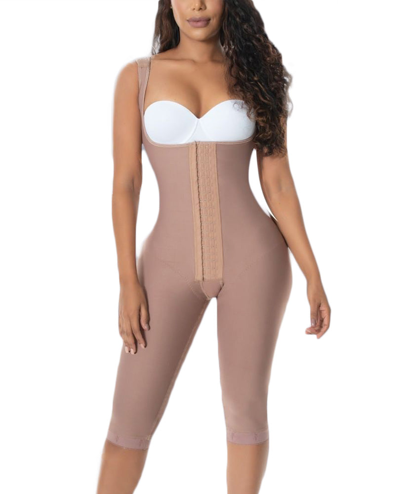 Fajas Compression Fabric Abdominal Control Adjustable Shoulder Clasps and Natural Buttock Lift System