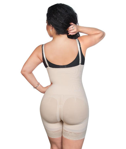 Postpartum Tummy Control Faja Adjustable Straps Shapewear Post Liposuction Bodysuit With Hook-eye