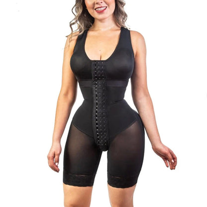 Full Abdomen Control Bodysuit With Hook-eye Open Crotch Body Shaper Postpartum Recovery Fajas