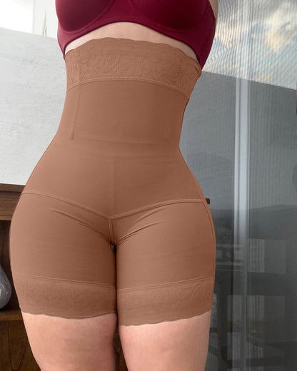 Women's High Waist Zipper Crotch Slim Fit Hip Lift Shorts