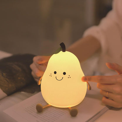LED Night Light Pear Silicone Doll Table Lamp