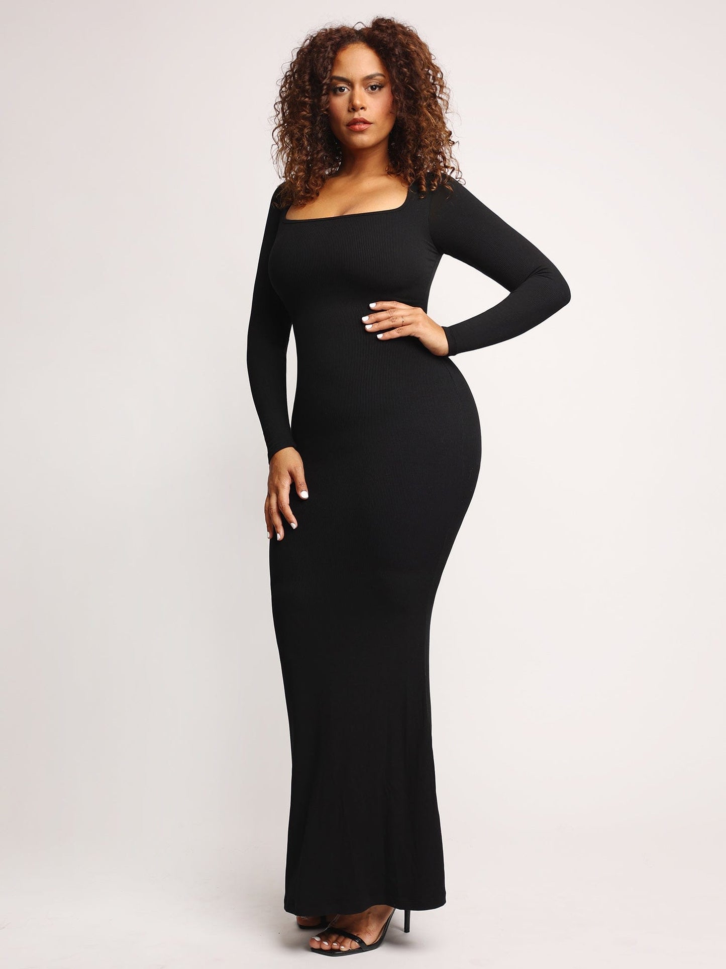 Built-In Shapewear Long Sleeve Maxi Lounge Dress