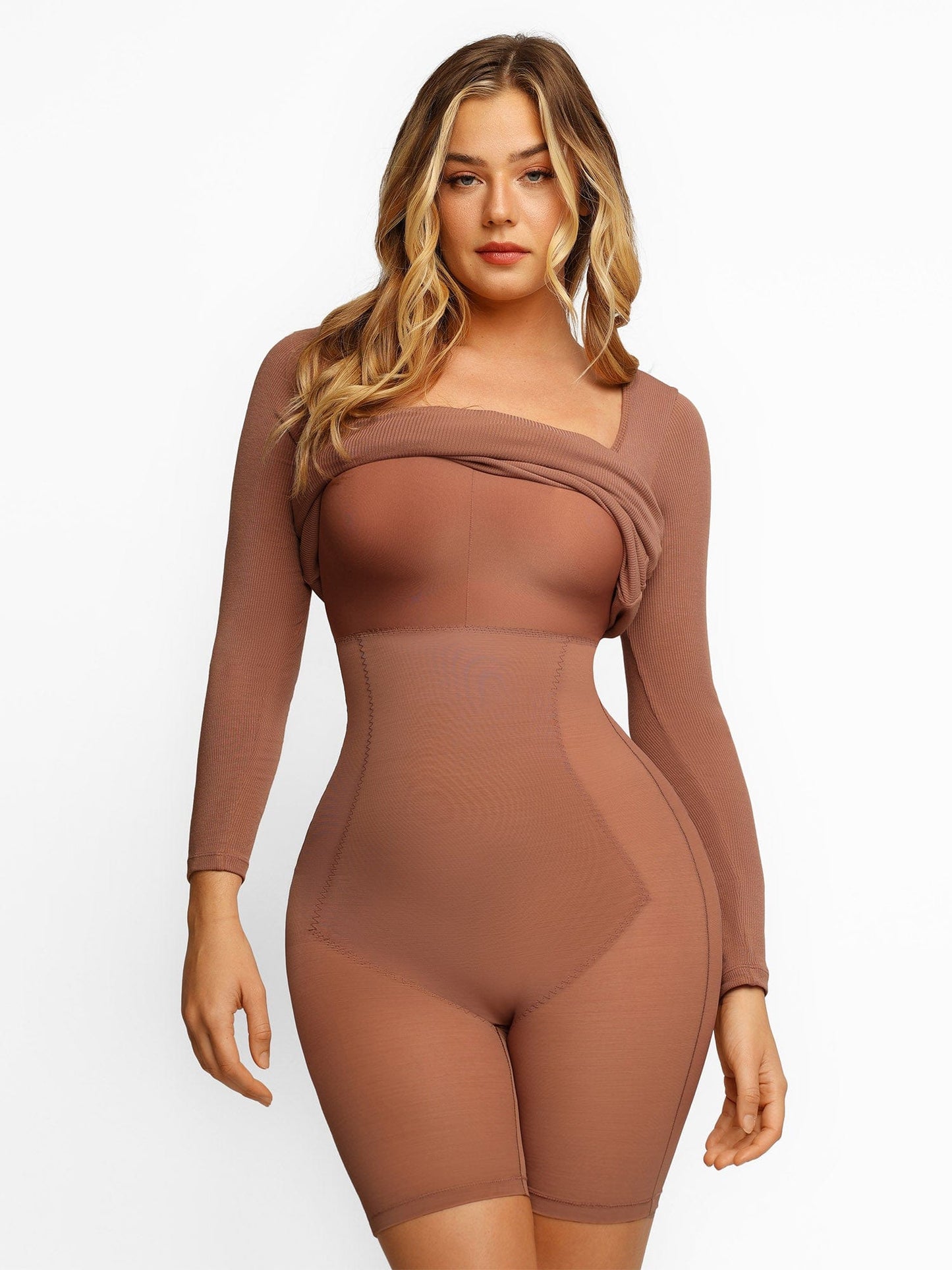 Built-In Shapewear Long Sleeve Maxi Lounge Dress