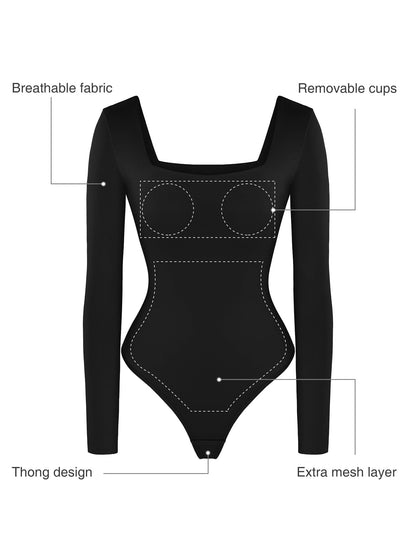 Contour Long Sleeve Square Neck Bodysuit