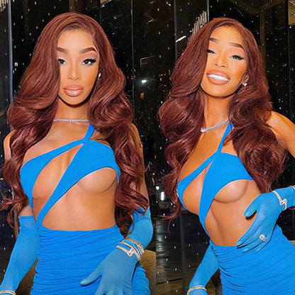 Reddish Brown Body Wave Wear Go Glueless Wigs Pre-cut 4x6 HD Lace Wig